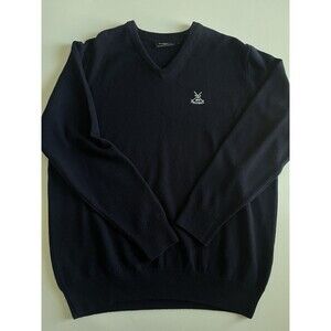 Glenmuir x Prestwick 1851 V Neck Lamb Wool Navy Golf Sweater Men XXL Long Sleeve